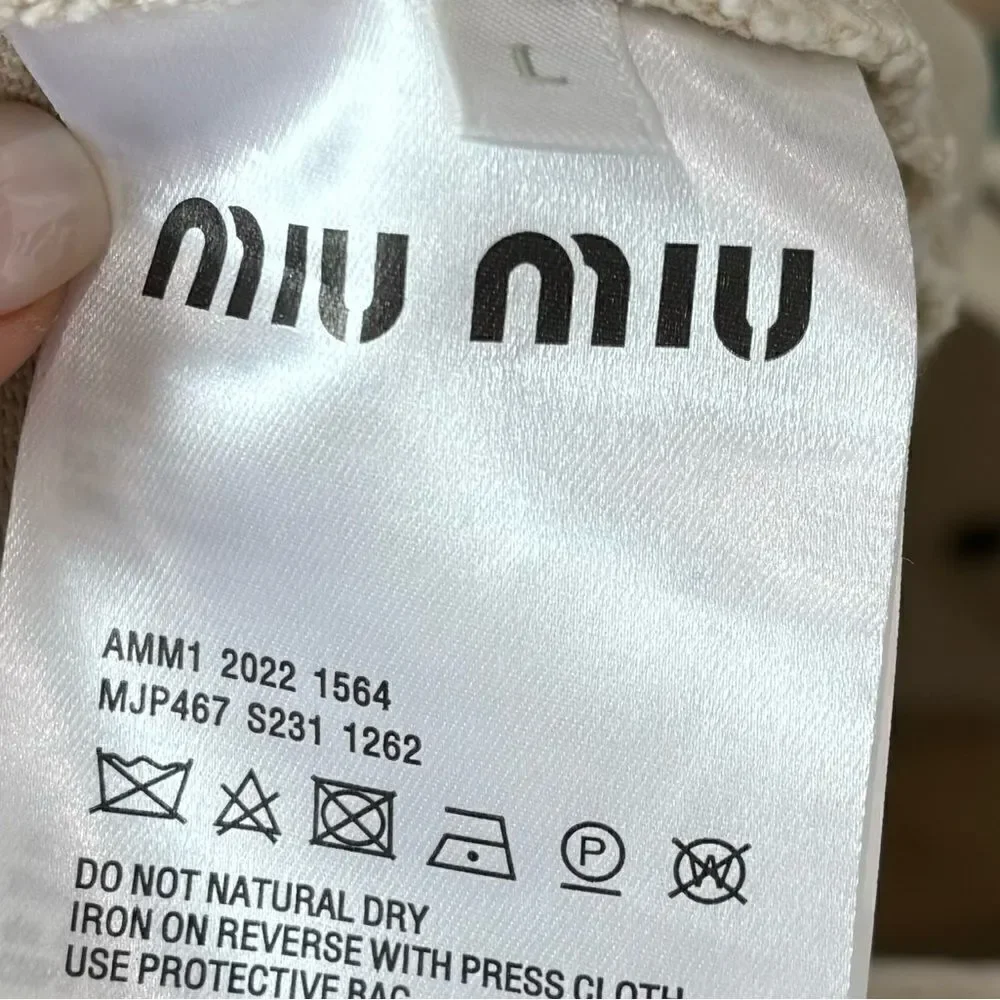 Miu Miu Denim Logo Embroidered Mini Skirt